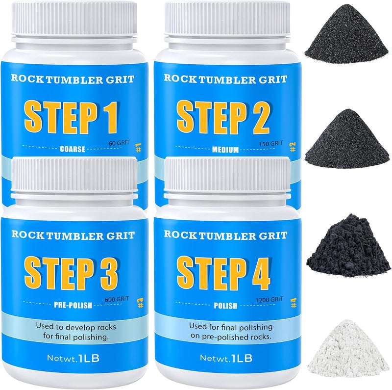 KomeStone Rock Tumbler Grit and Polish Refill Kit - 6 Pounds, Value Pack, Ideal for Up to 40 lbs. of Rocks, 4-Step Tumbling Media, Compatible with Any Rock Polisher, Better Results - Image 1